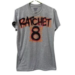 Gildan DryBlend Heather Gray T-Shirt Mens Small Ratchet 8 Ben Airbrushed